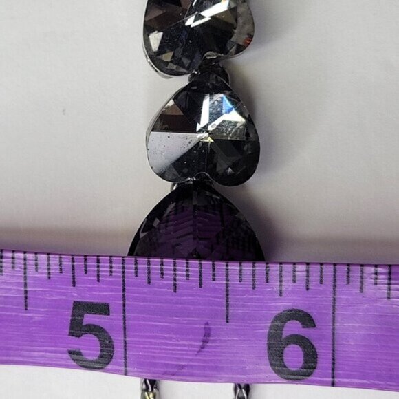 Crystal Heart Shape Pendants Necklace Long Statement Heart shape Necklace - Picture 12 of 14